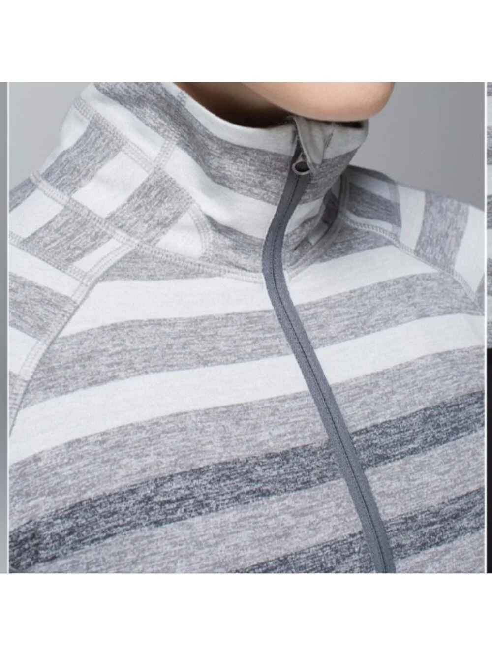 Lululemon Race Your Pace 1/2 Zip Marshmallow Stripe Heathered Slate